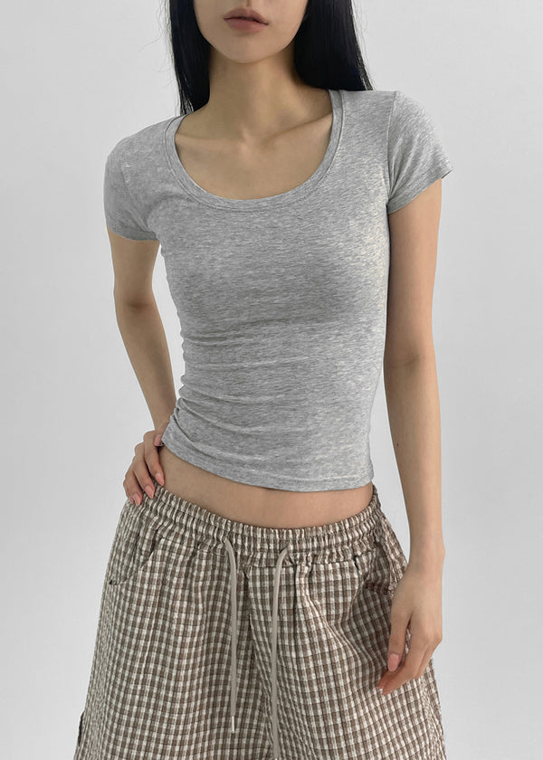 Dicuber Slim U-Neck Short Sleeve Tee