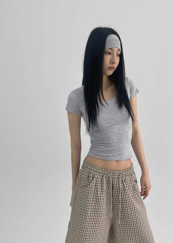 Dicuber Slim U-Neck Short Sleeve Tee