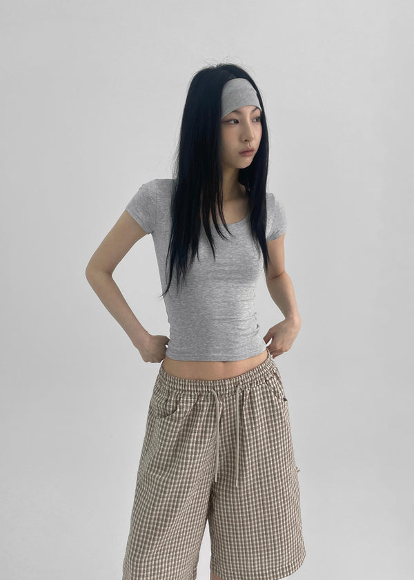 Dicuber Slim U-Neck Short Sleeve Tee