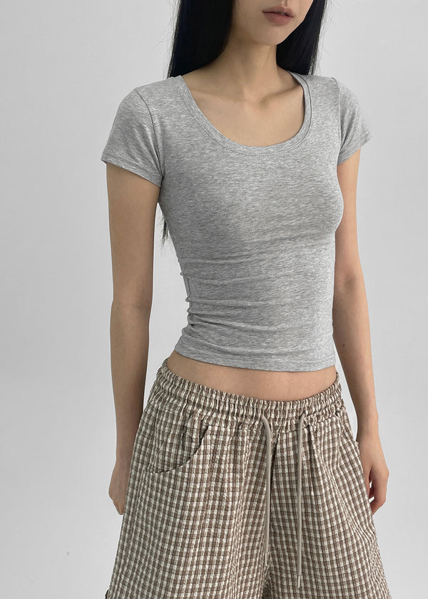 Dicuber Slim U-Neck Short Sleeve Tee