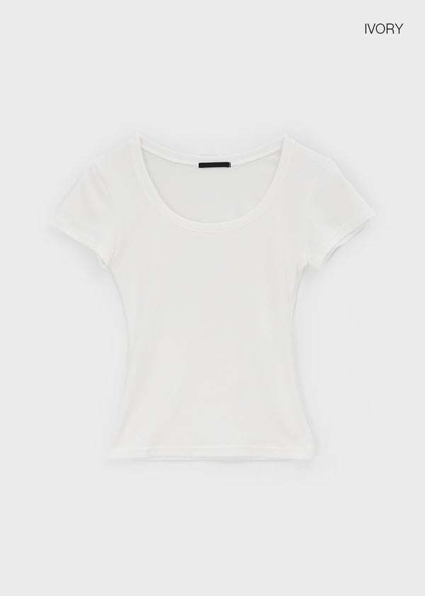 Dicuber Slim U-Neck Short Sleeve Tee