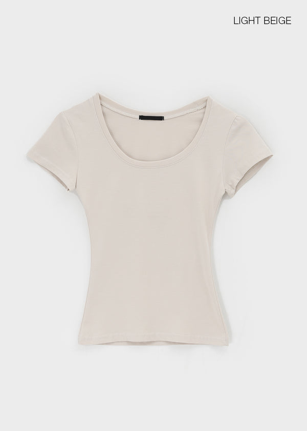 Dicuber Slim U-Neck Short Sleeve Tee