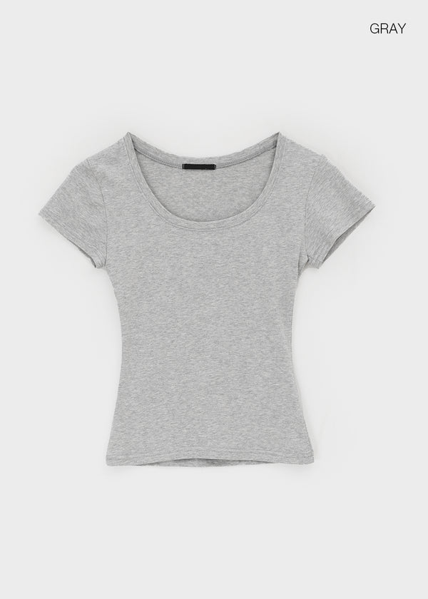 Dicuber Slim U-Neck Short Sleeve Tee