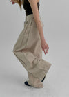 Wilep Folding Back Pocket Wide Cotton Pants