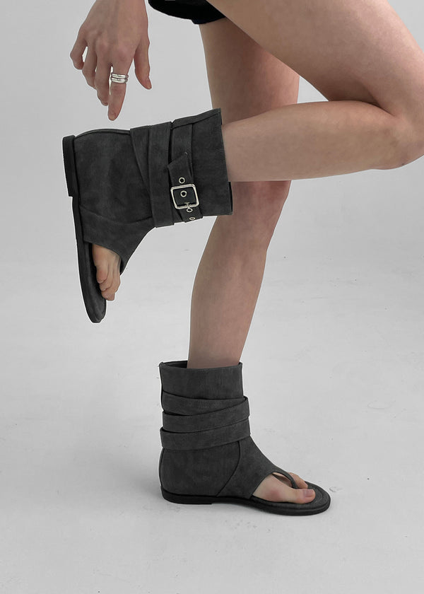 Nouton Linen Buckle Mid Boots