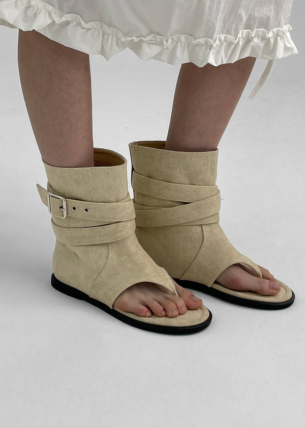 Nouton Linen Buckle Mid Boots