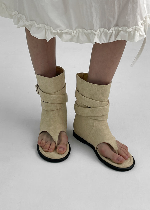 Nouton Linen Buckle Mid Boots