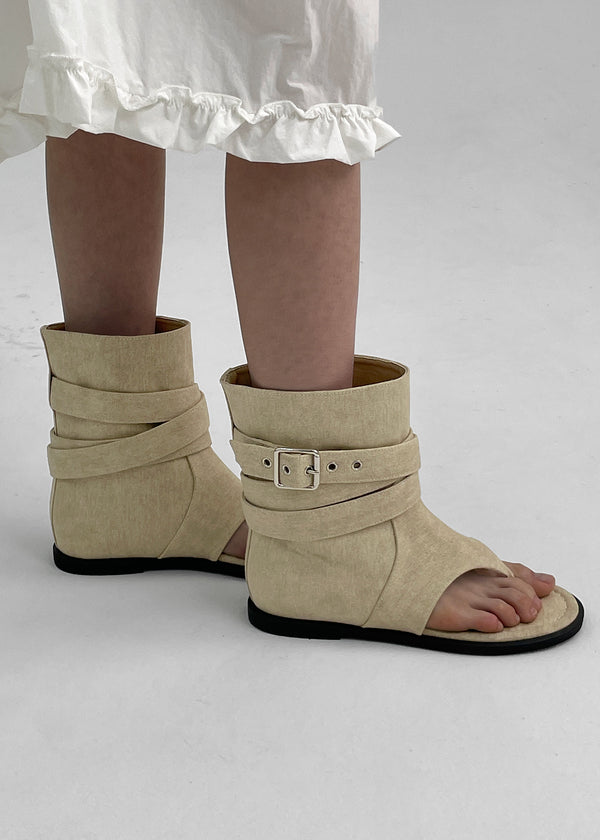 Nouton Linen Buckle Mid Boots