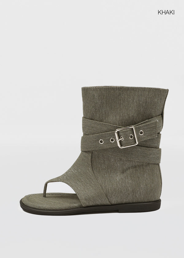 Nouton Linen Buckle Mid Boots