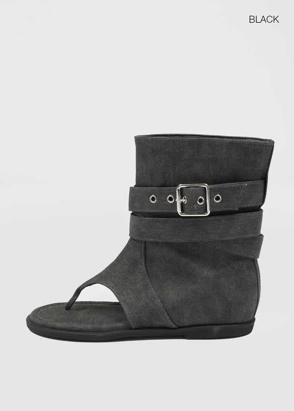 Nouton Linen Buckle Mid Boots