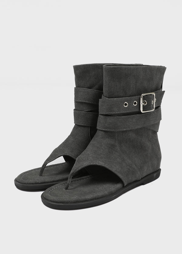 Nouton Linen Buckle Mid Boots