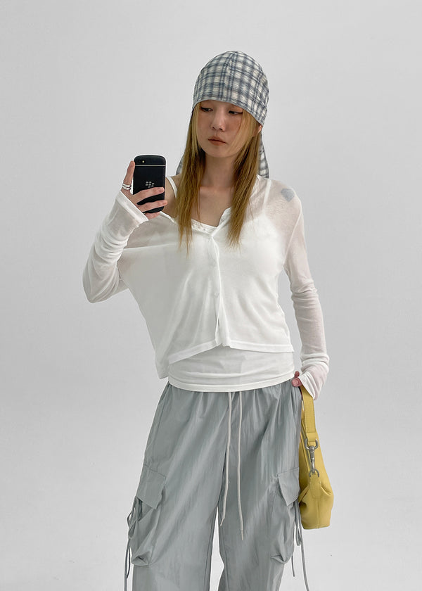 Fekle Tencel V-Neck Summer Cardigan
