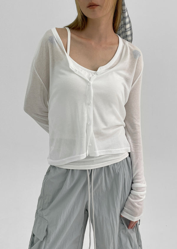 Fekle Tencel V-Neck Summer Cardigan