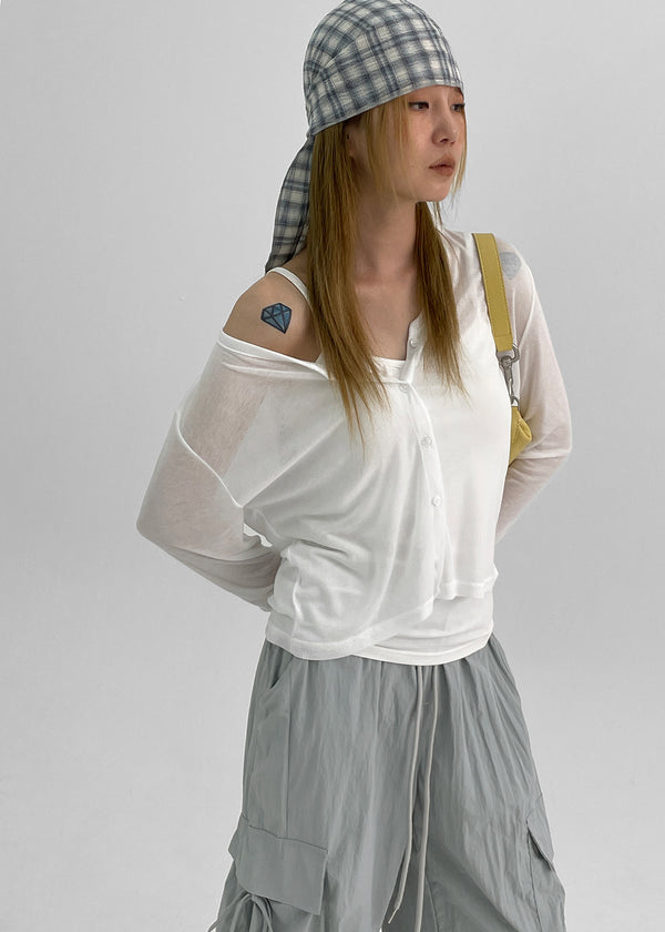 Fekle Tencel V-Neck Summer Cardigan