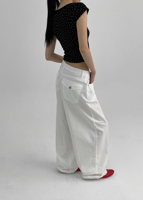 Fulton Back Pocket Balloon Wide Cotton Pants