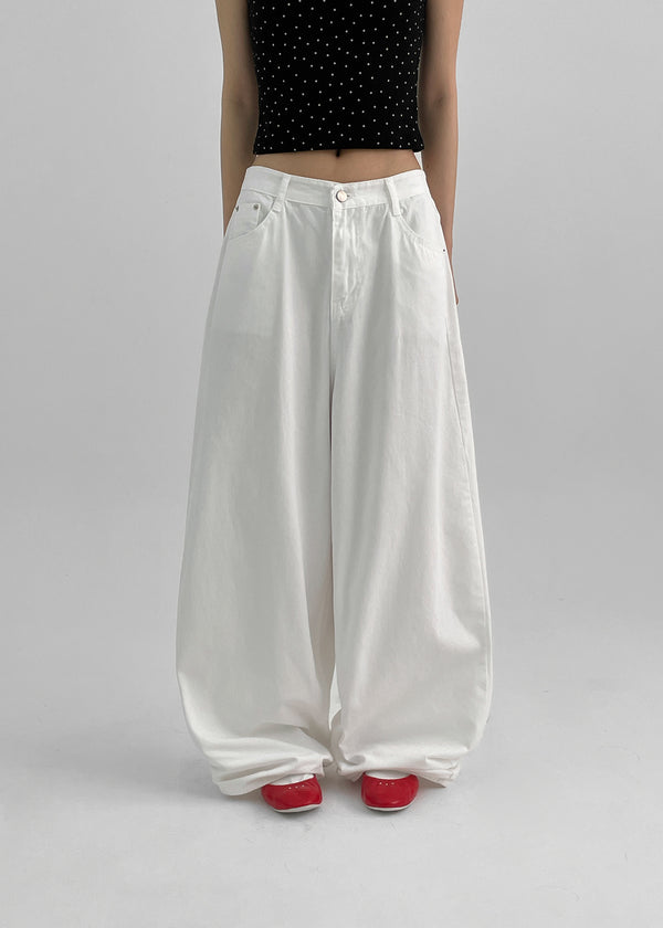 Fulton Back Pocket Balloon Wide Cotton Pants