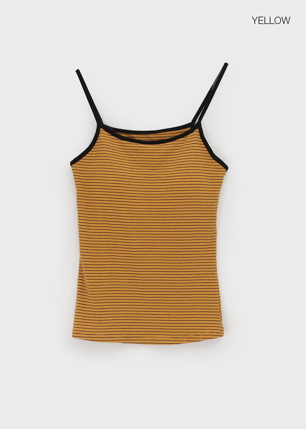 Raviol Stripe Cap Sleeveless Top (Built-in Cap)