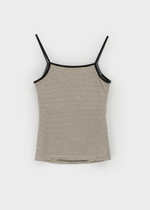Raviol Stripe Cap Sleeveless Top (Built-in Cap)