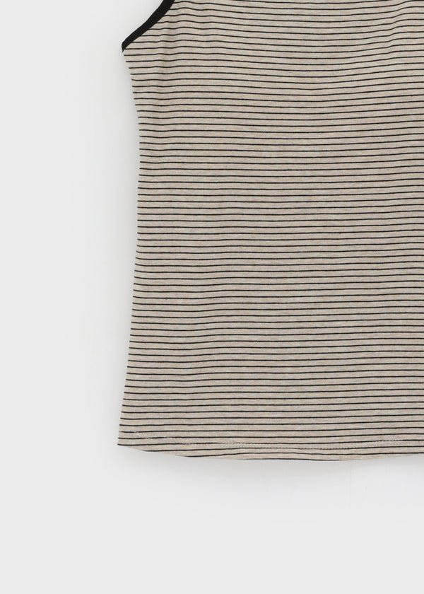 Raviol Stripe Cap Sleeveless Top (Built-in Cap)