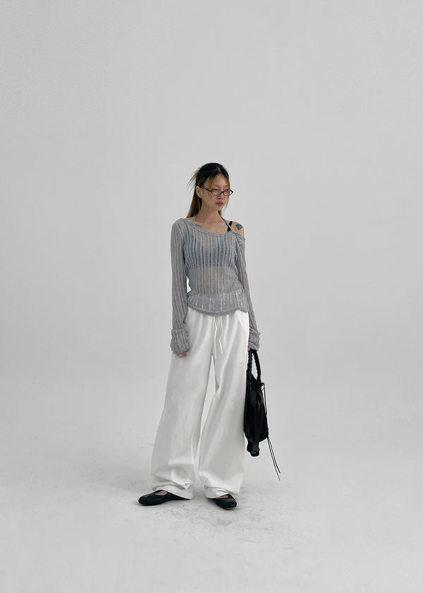 Été Distressed Strap Long Sleeve Tee