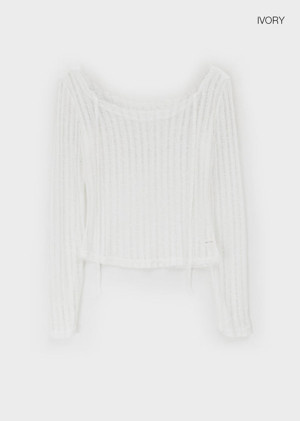 Été Distressed Strap Long Sleeve Tee