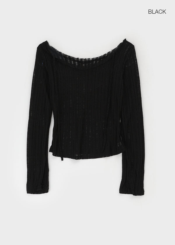 Été Distressed Strap Long Sleeve Tee