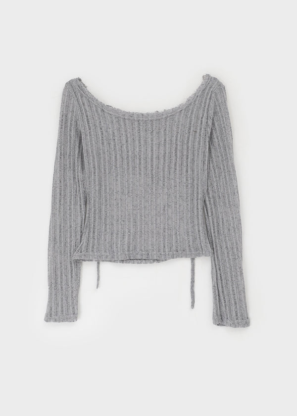 Été Distressed Strap Long Sleeve Tee