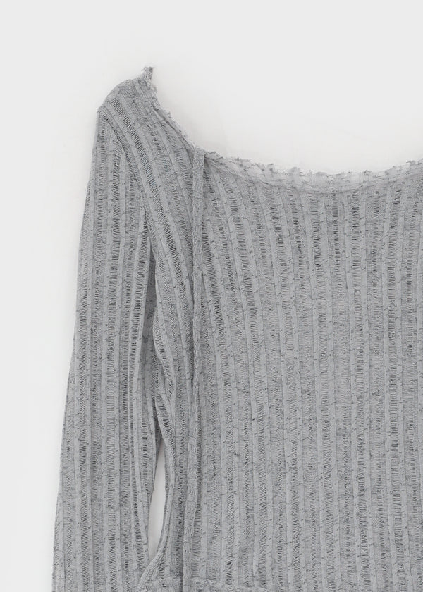 Été Distressed Strap Long Sleeve Tee