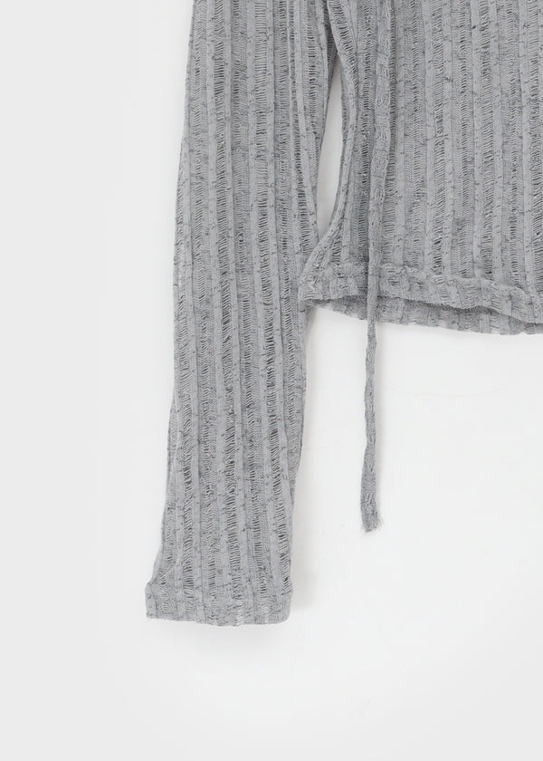Été Distressed Strap Long Sleeve Tee