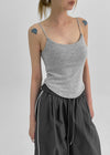 Tibolling Rounding String Sleeveless Top (Built-in Cap)