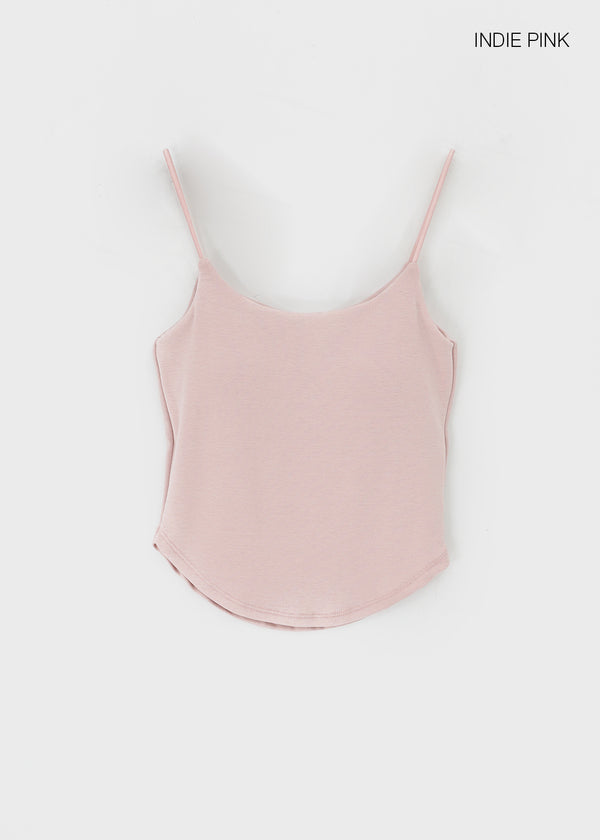 Tibolling Rounding String Sleeveless Top (Built-in Cap)