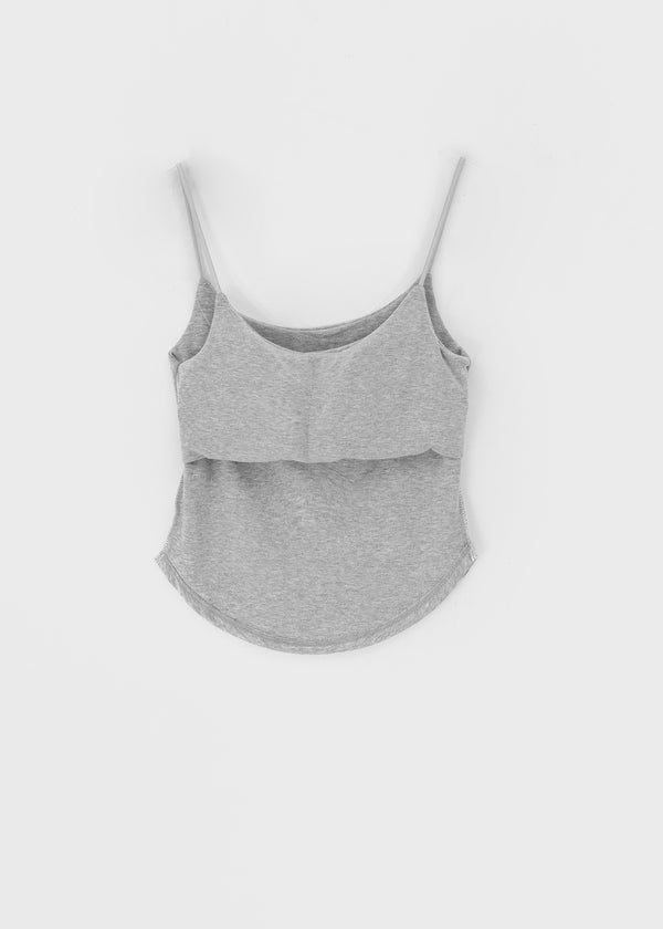 Tibolling Rounding String Sleeveless Top (Built-in Cap)