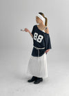 Naichu Number Loose Fit Off-Shoulder Short Sleeve Tee