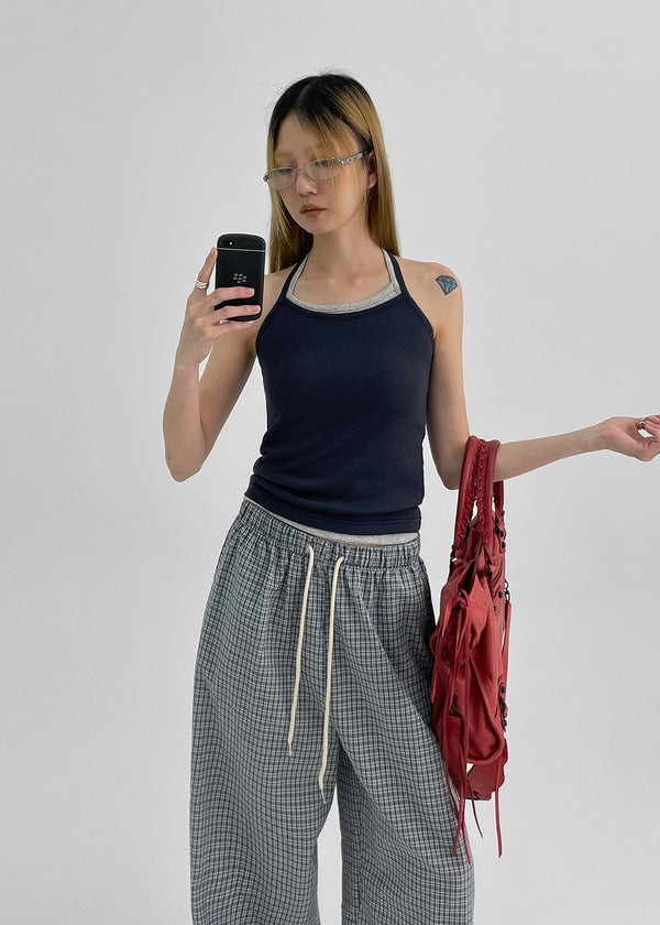 Creme Strap Halter Sleeveless Top