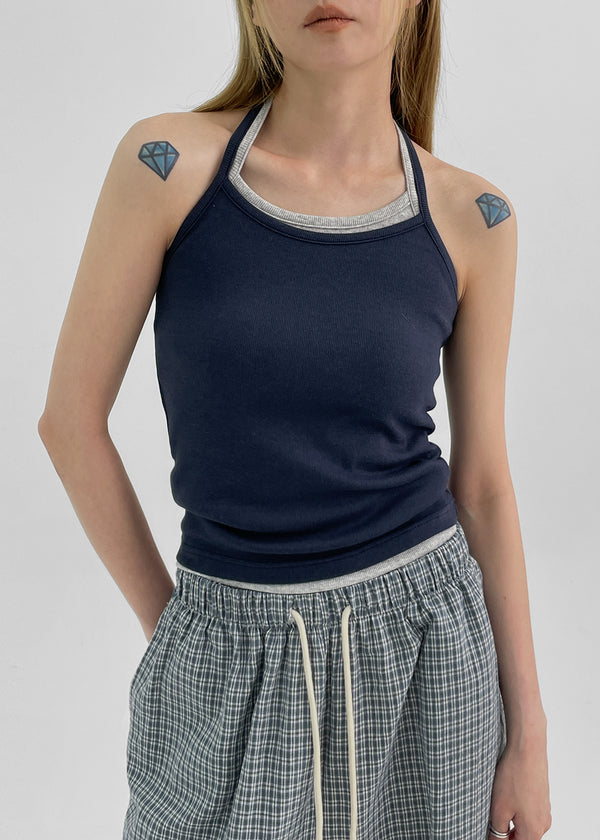 Creme Strap Halter Sleeveless Top