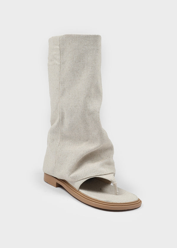 Selecty leather folding flip-flop middle boots