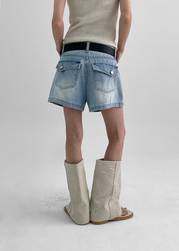 Selecty leather folding flip-flop middle boots