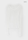 Menang Summer Tension Sheer Henley Neck Long Sleeve Tee