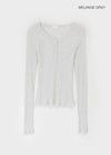 Menang Summer Tension Sheer Henley Neck Long Sleeve Tee
