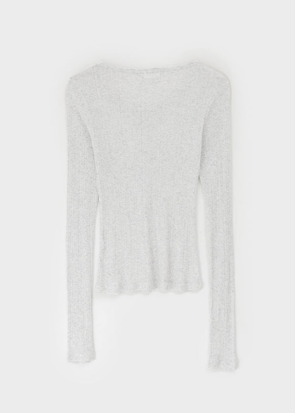 Menang Summer Tension Sheer Henley Neck Long Sleeve Tee