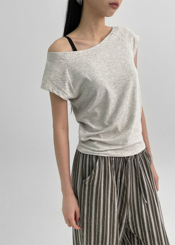 Chensha Boat Neck Raglan Short Sleeve Tee