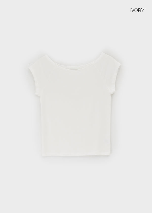 Chensha Boat Neck Raglan Short Sleeve Tee