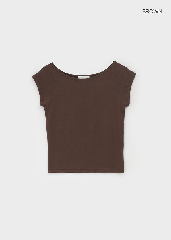 Chensha Boat Neck Raglan Short Sleeve Tee