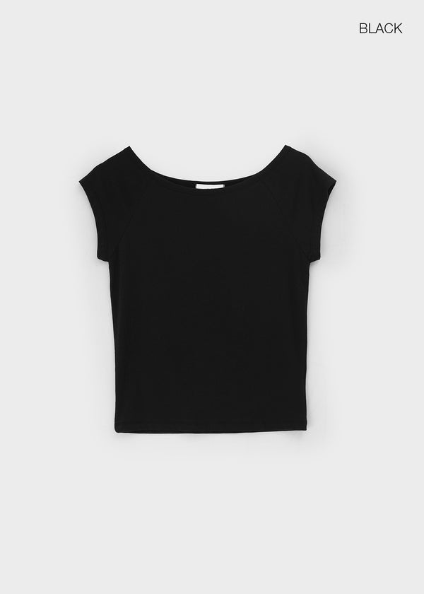Chensha Boat Neck Raglan Short Sleeve Tee
