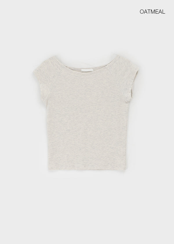 Chensha Boat Neck Raglan Short Sleeve Tee