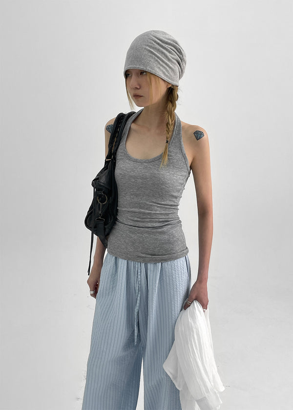 Pollenne Slim Fit Long Halter Sleeveless Top