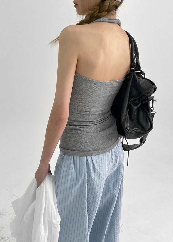 Pollenne Slim Fit Long Halter Sleeveless Top