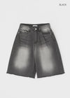 Rockyout Washed Back Pocket Bermuda Denim Pants