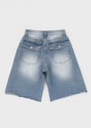 Rockyout Washed Back Pocket Bermuda Denim Pants