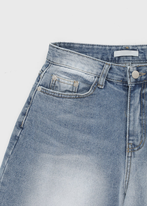 Rockyout Washed Back Pocket Bermuda Denim Pants